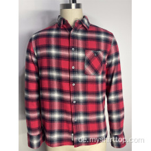 Red Single Pocket Plaid -Hemd